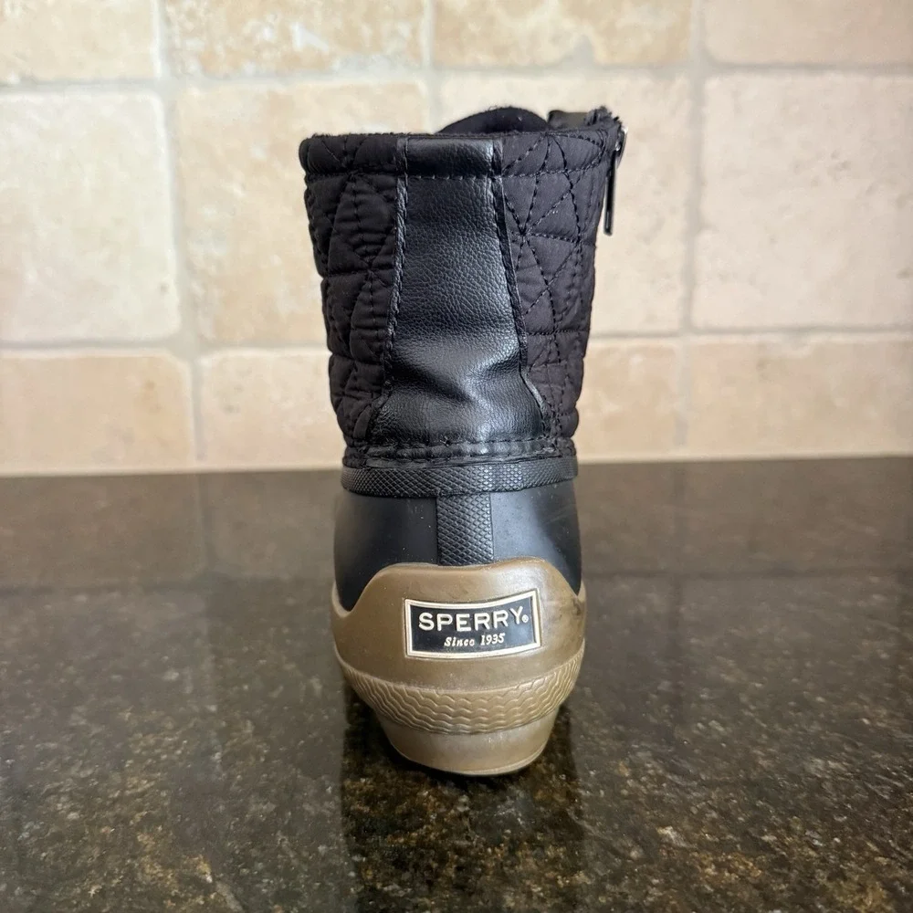 Sperry‎ Quilted Nylon Duck Boots Size 9M Women's Black STS81733 Waterproof